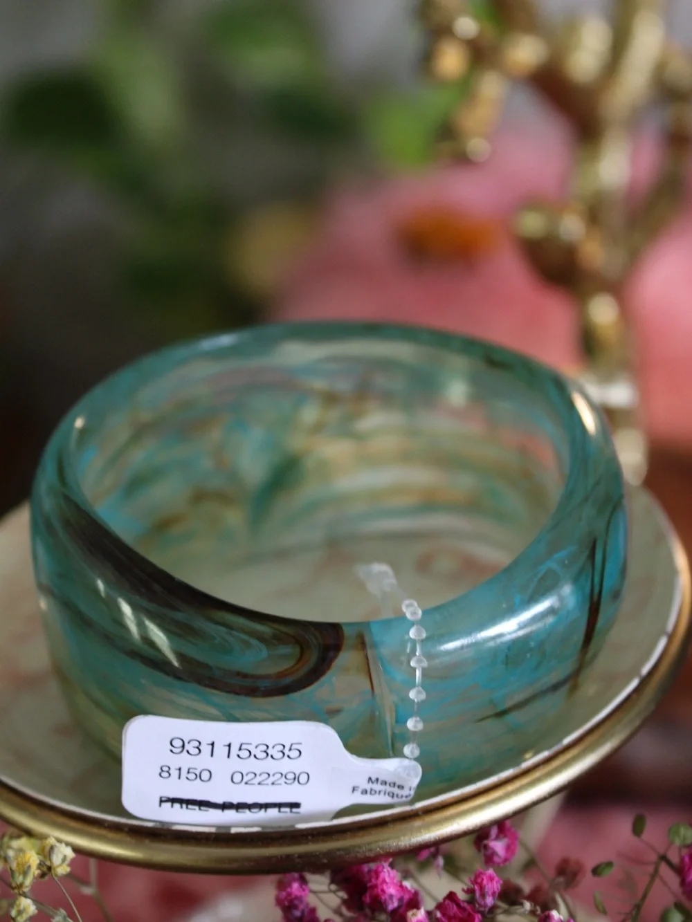 Free People Turquoise Swirl Resin Chunky Bangle Bracelet NWT MSRP $48